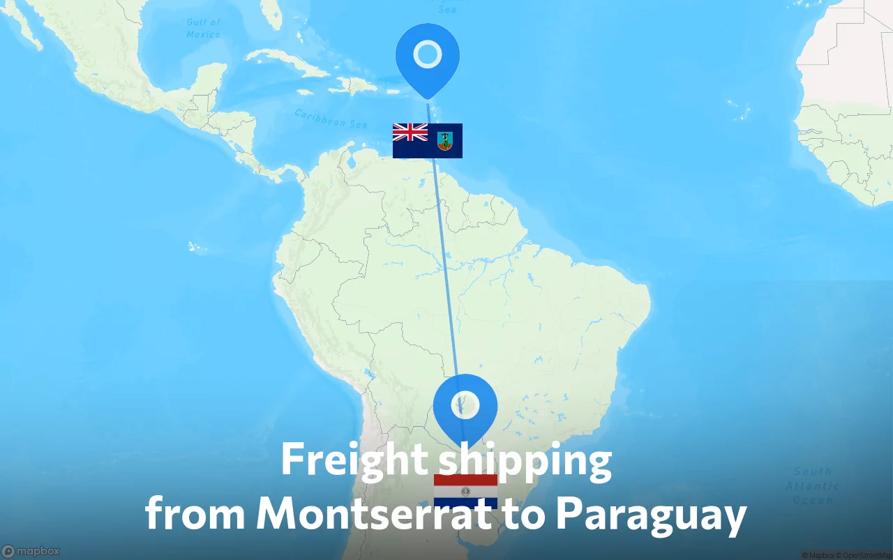 Shipping route from Montserrat to Paraguay