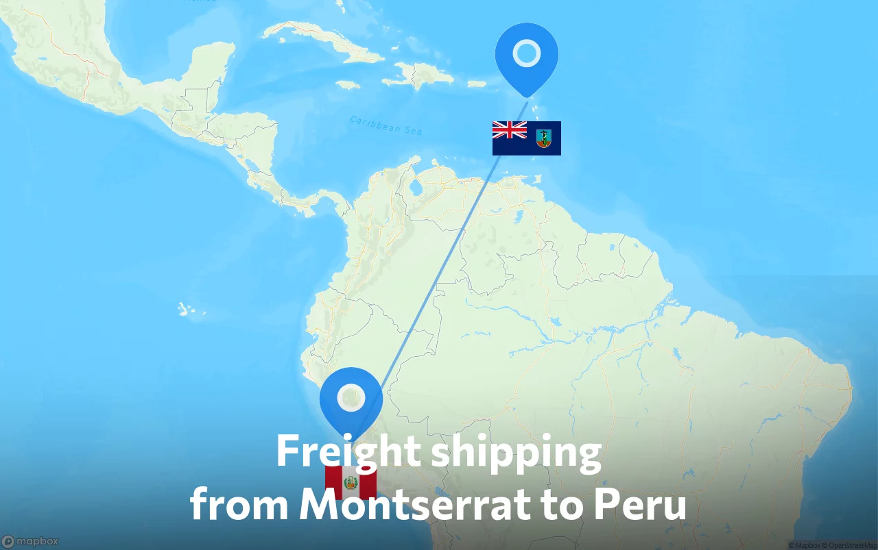 Shipping route from Montserrat to Peru