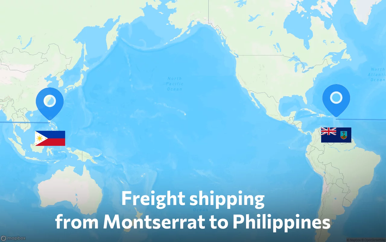 Shipping route from Montserrat to Philippines