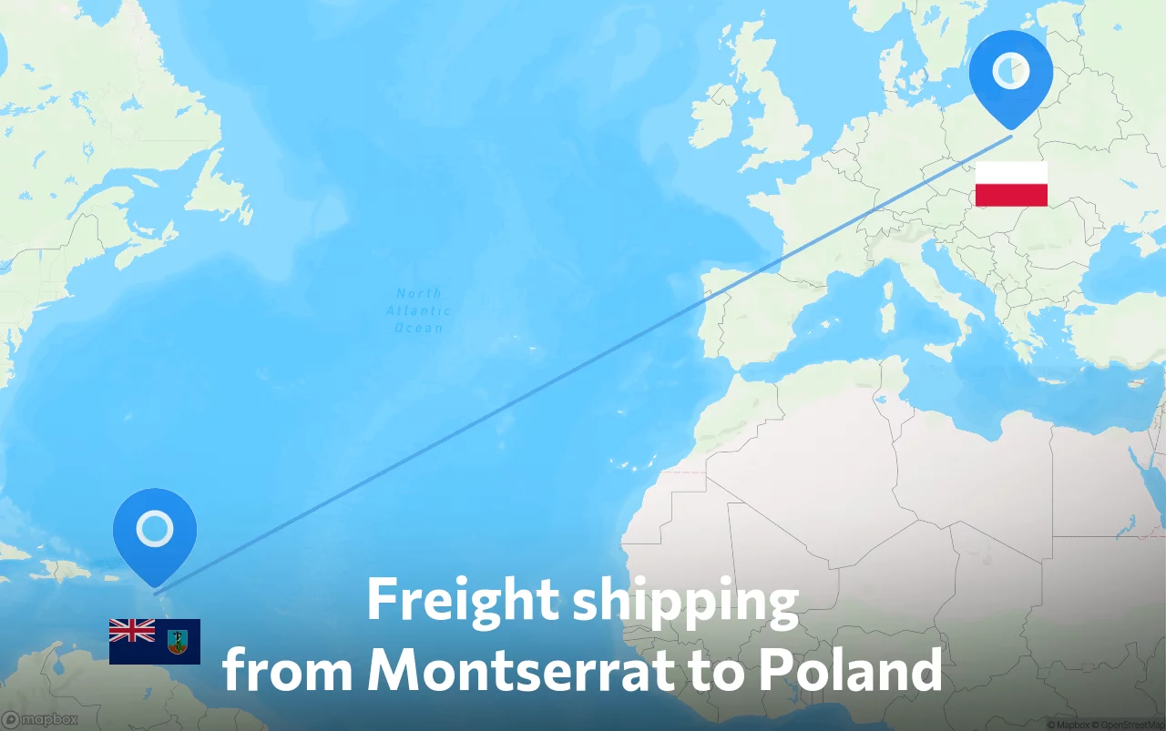 Shipping route from Montserrat to Poland