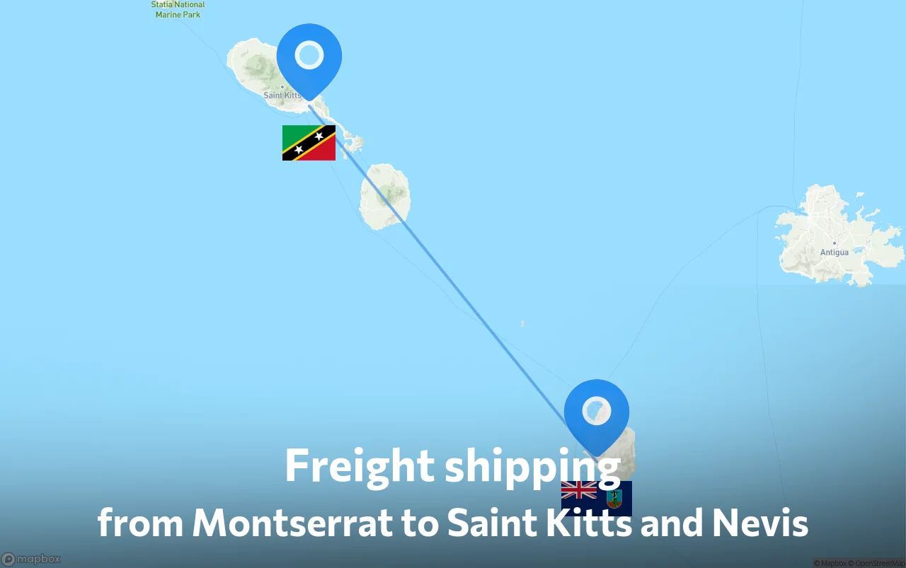 Shipping route from Montserrat to Saint Kitts and Nevis