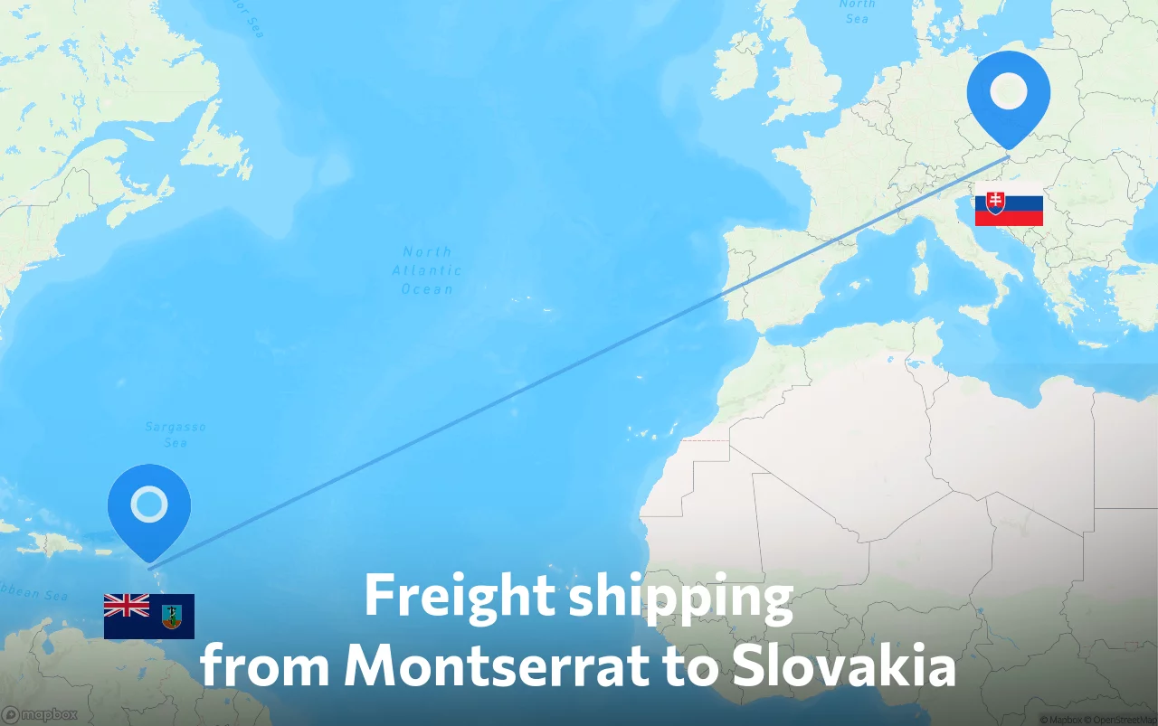 Shipping route from Montserrat to Slovakia