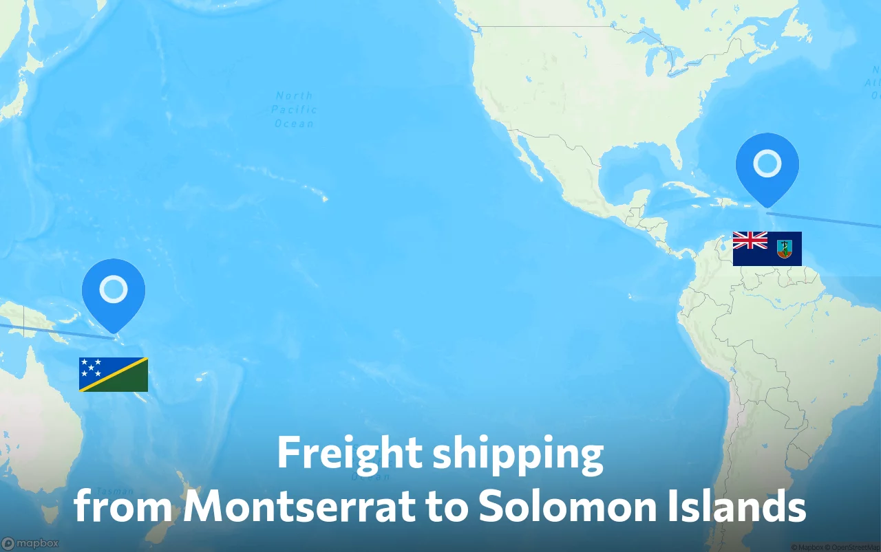 Shipping route from Montserrat to Solomon Islands
