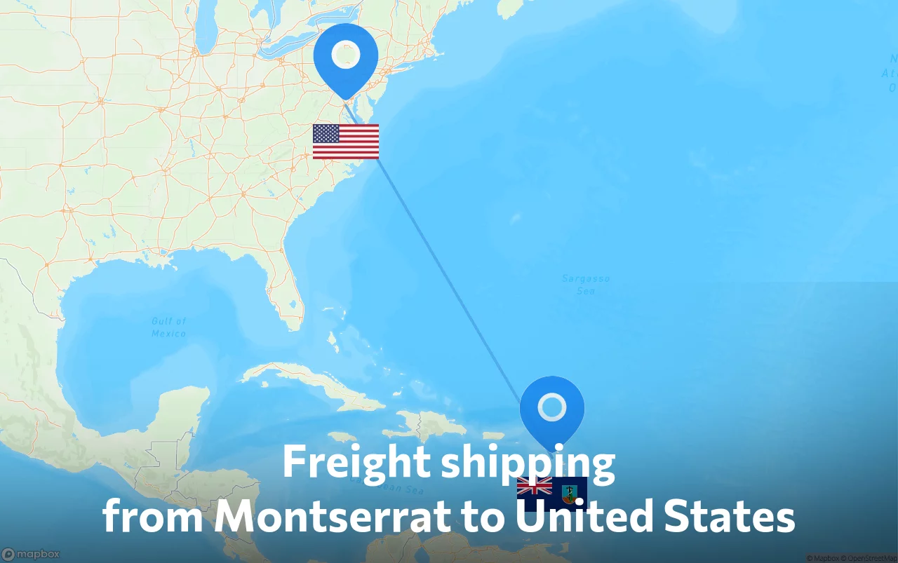 Shipping route from Montserrat to United States
