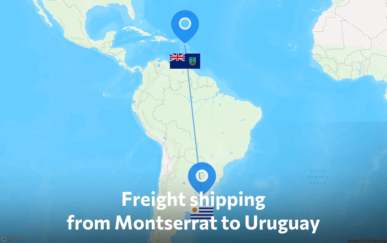 Shipping route from Montserrat to Uruguay