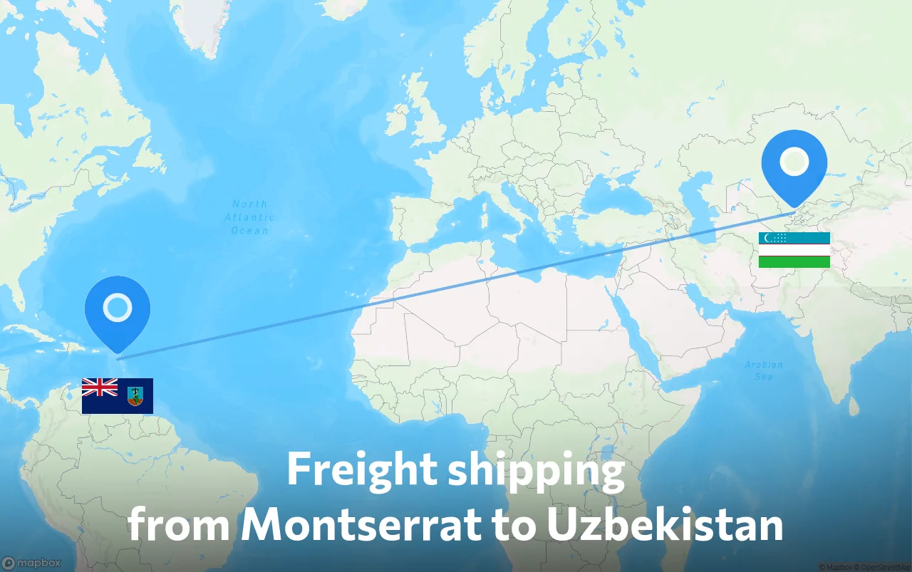 Shipping route from Montserrat to Uzbekistan
