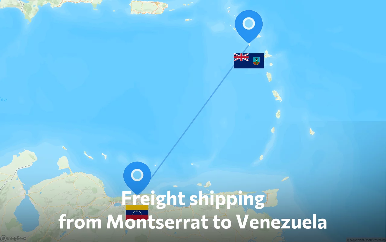 Shipping route from Montserrat to Venezuela