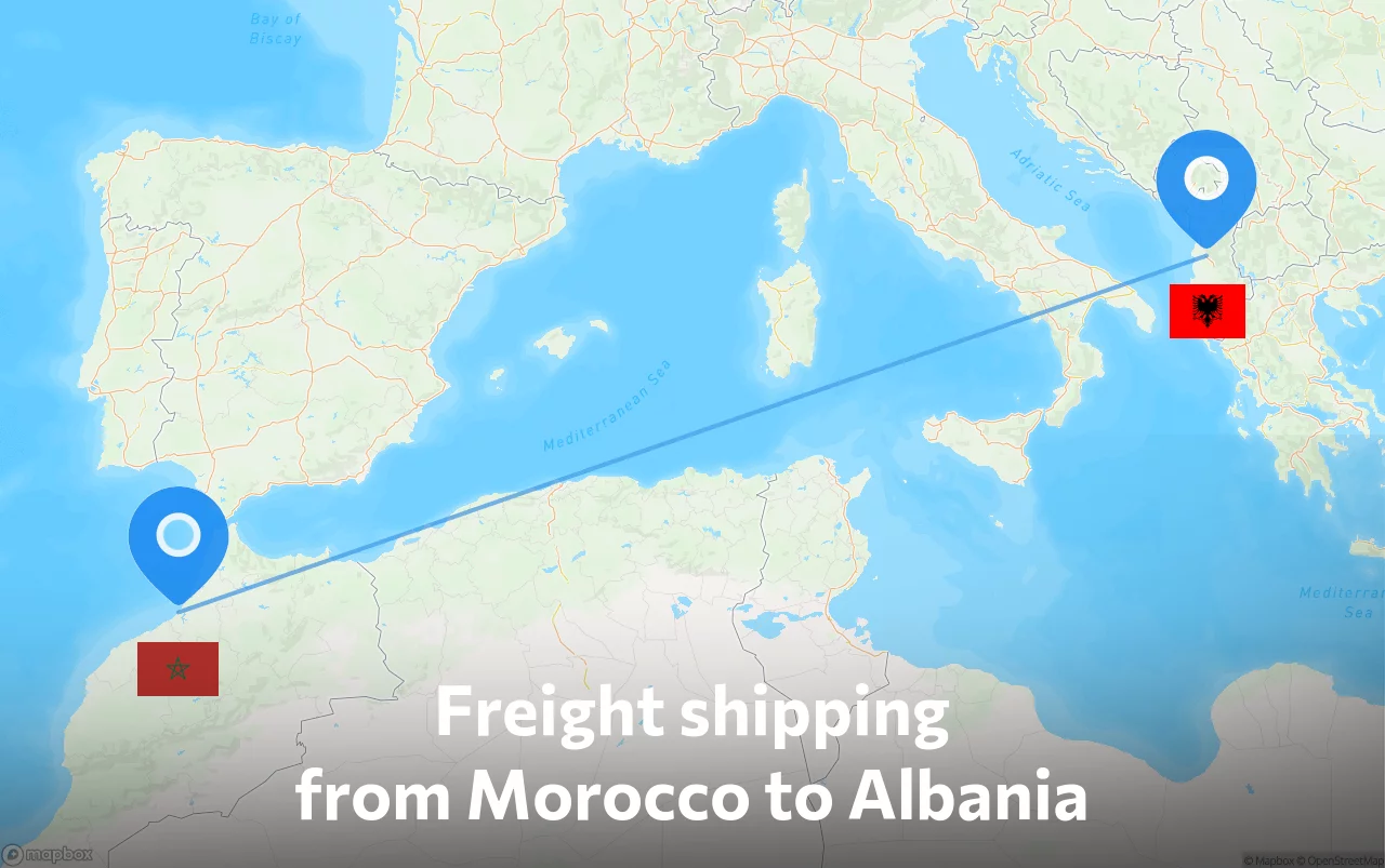 Shipping route from Morocco to Albania