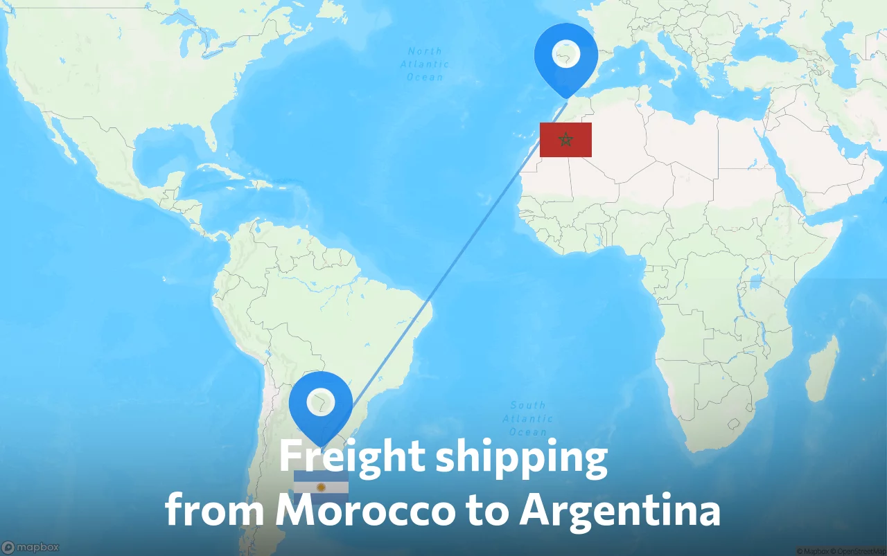 Shipping route from Morocco to Argentina