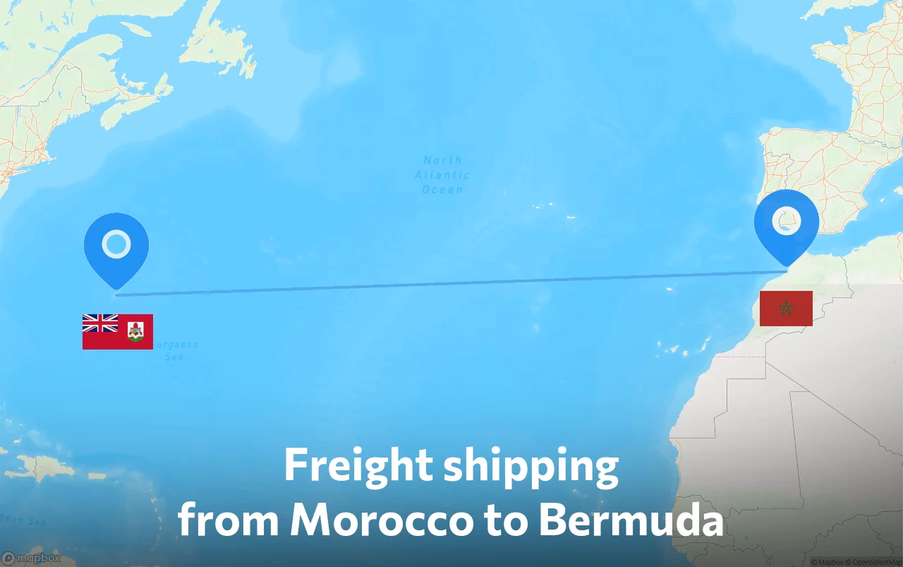 Shipping route from Morocco to Bermuda