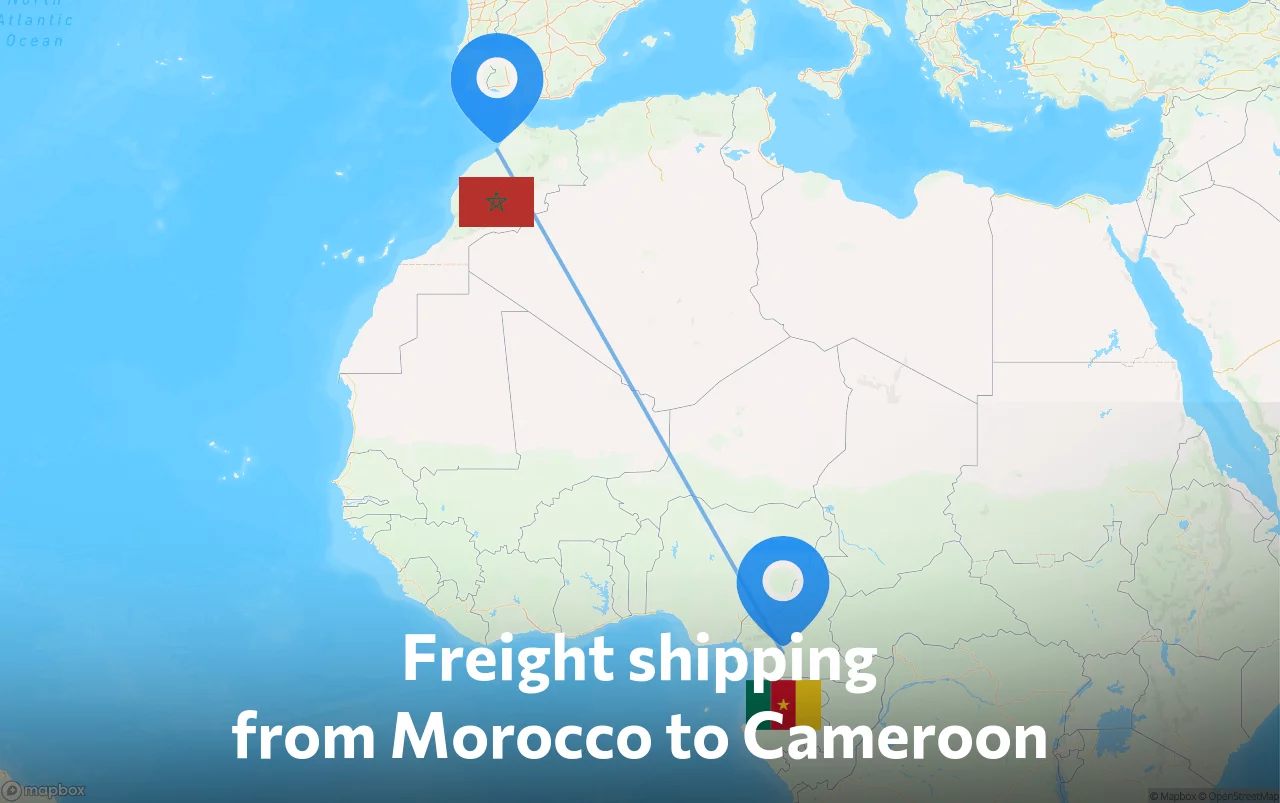 Shipping route from Morocco to Cameroon