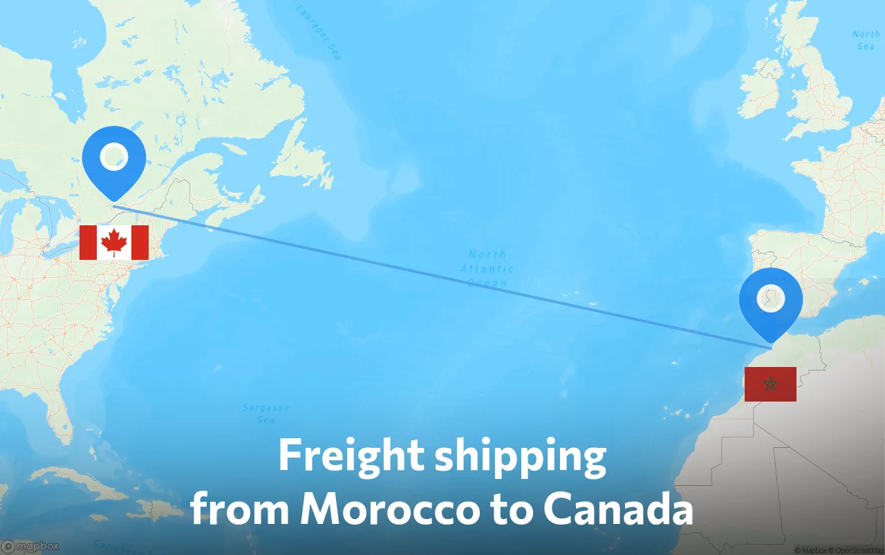 Shipping route from Morocco to Canada