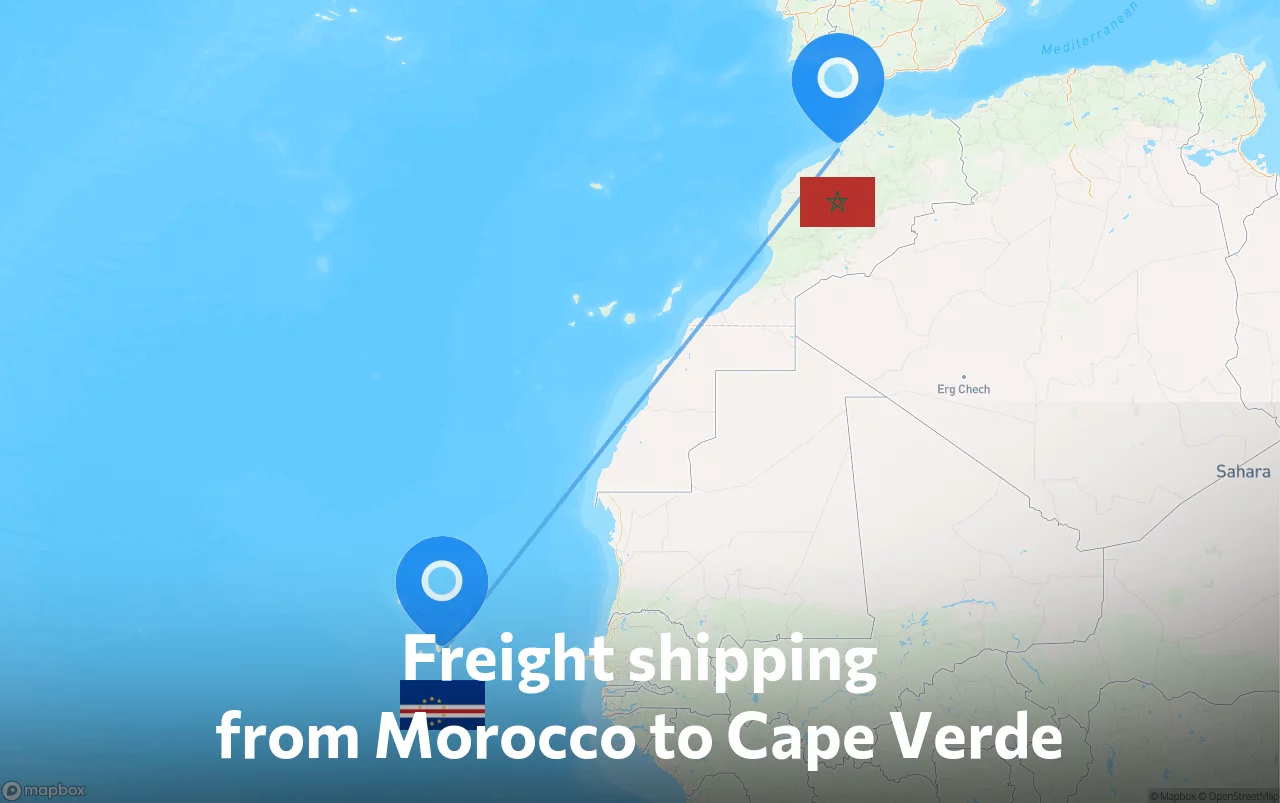 Shipping route from Morocco to Cape Verde