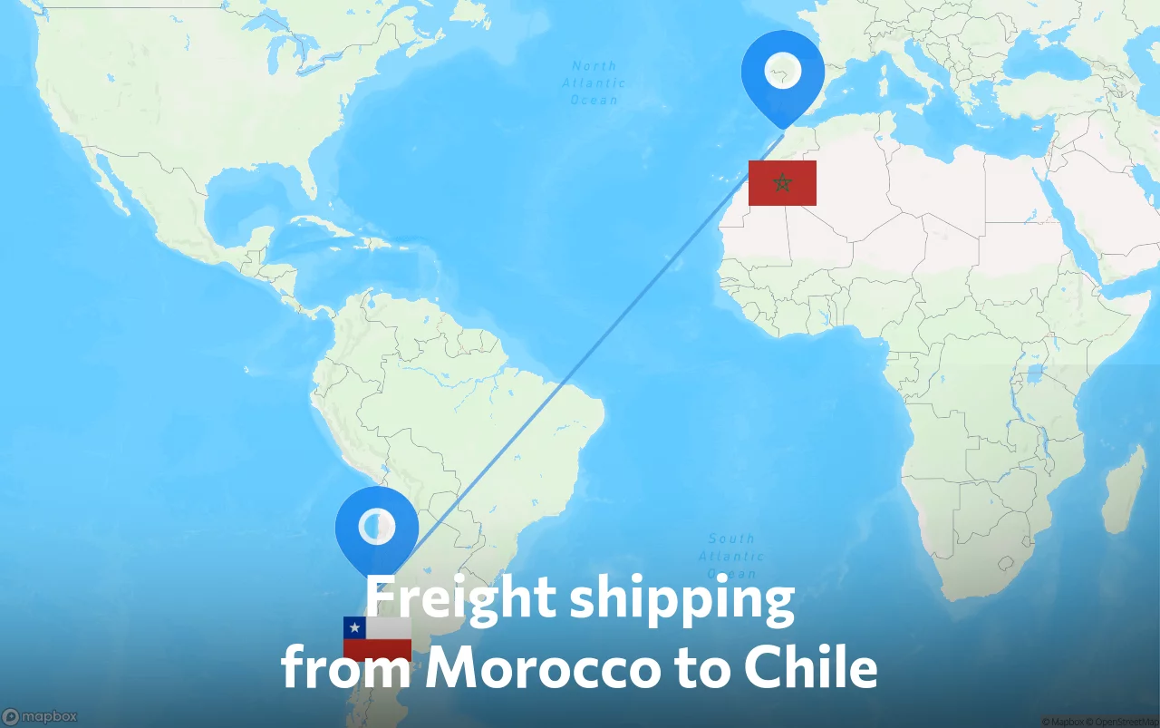 Shipping route from Morocco to Chile