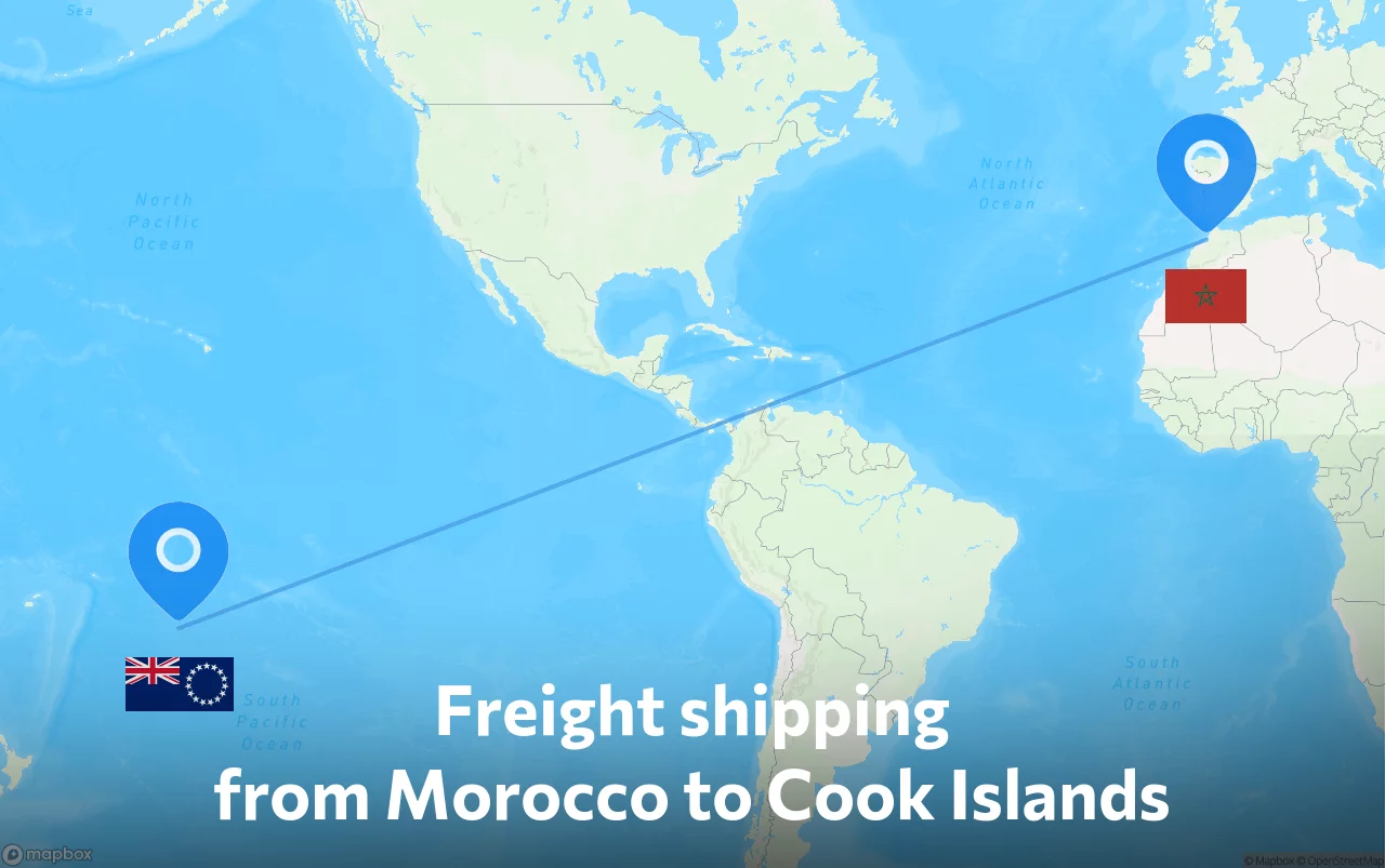 Shipping route from Morocco to Cook Islands