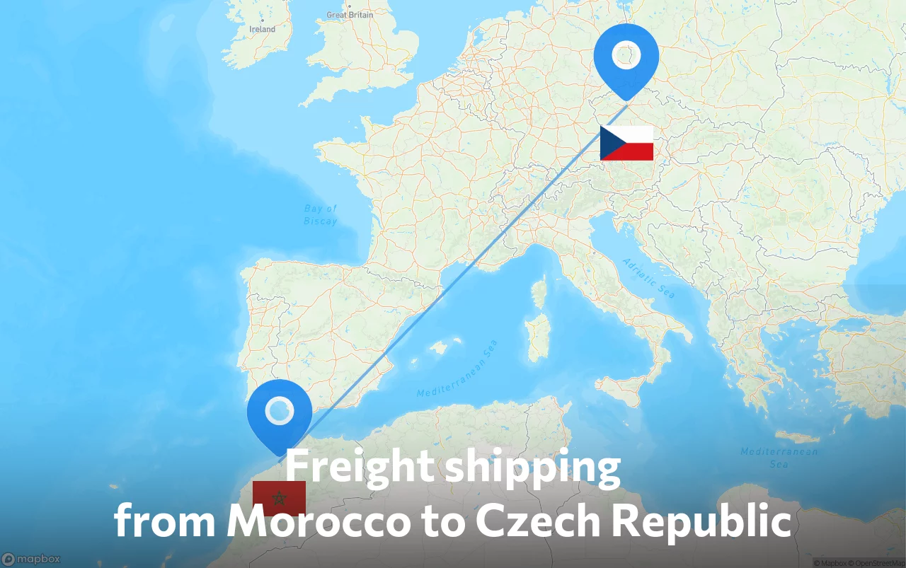 Shipping route from Morocco to Czech Republic