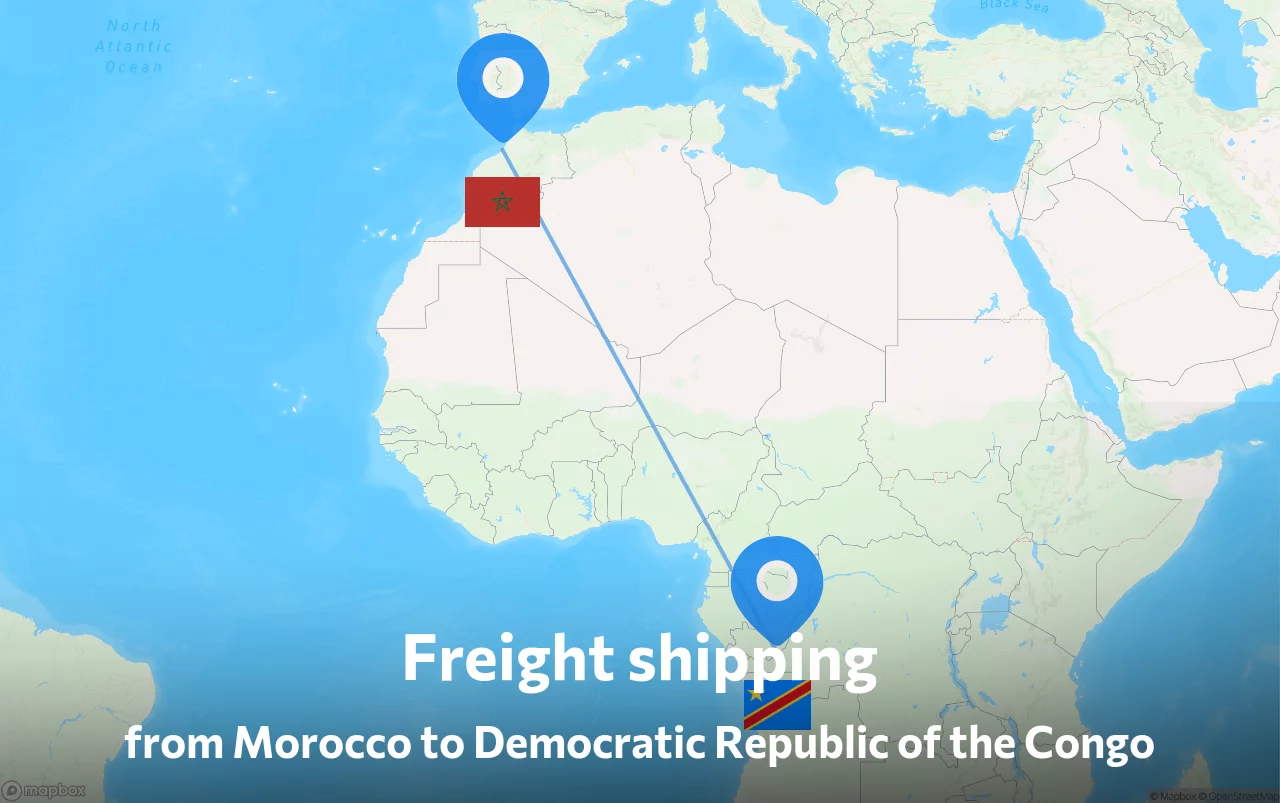 Shipping route from Morocco to Democratic Republic of the Congo