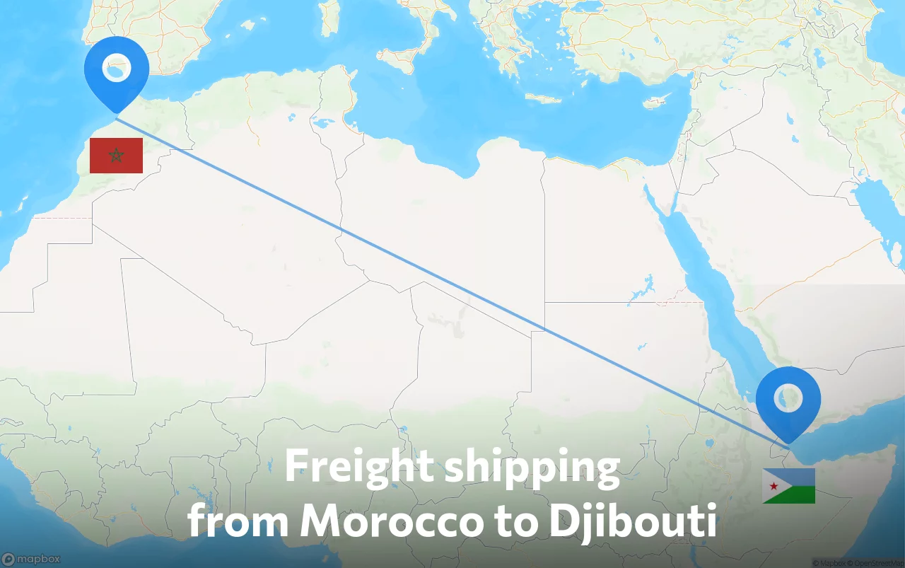 Shipping route from Morocco to Djibouti