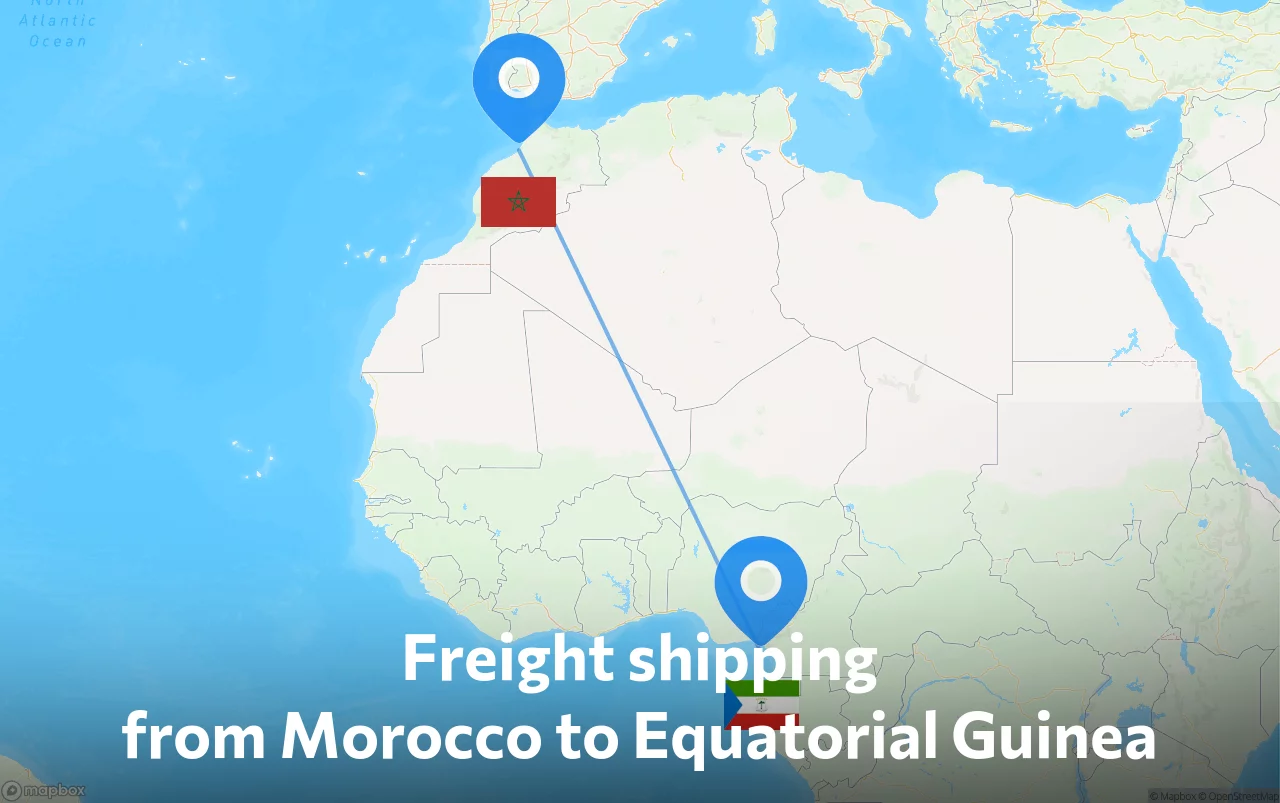 Shipping route from Morocco to Equatorial Guinea