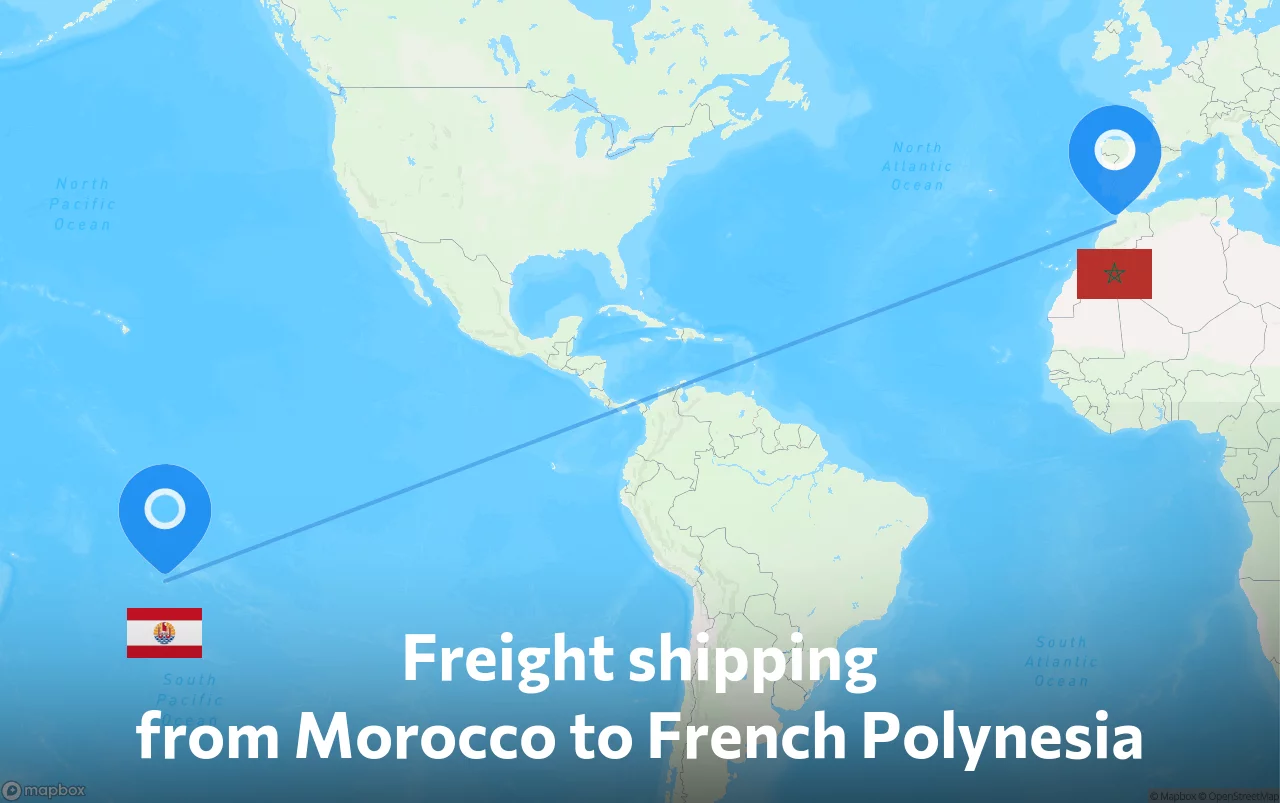 Shipping route from Morocco to French Polynesia