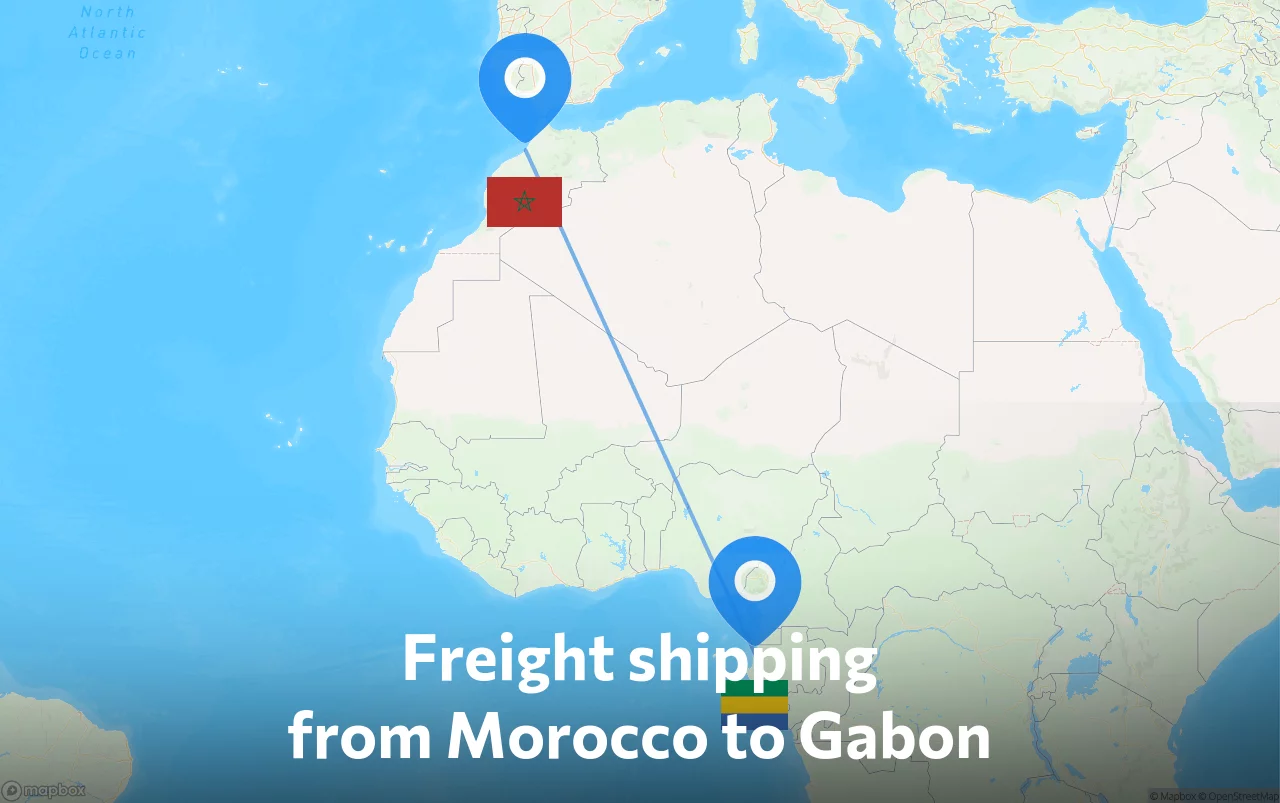 Shipping route from Morocco to Gabon