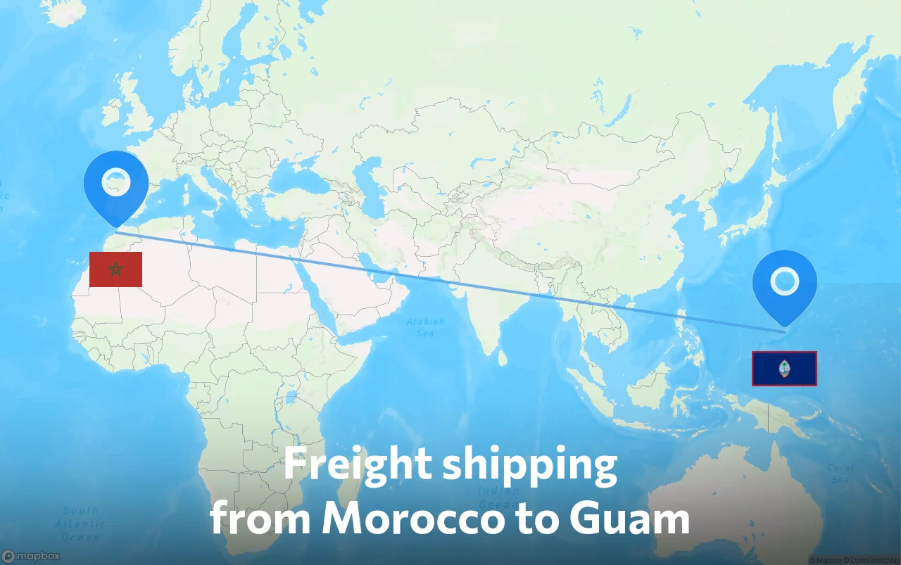 Shipping route from Morocco to Guam
