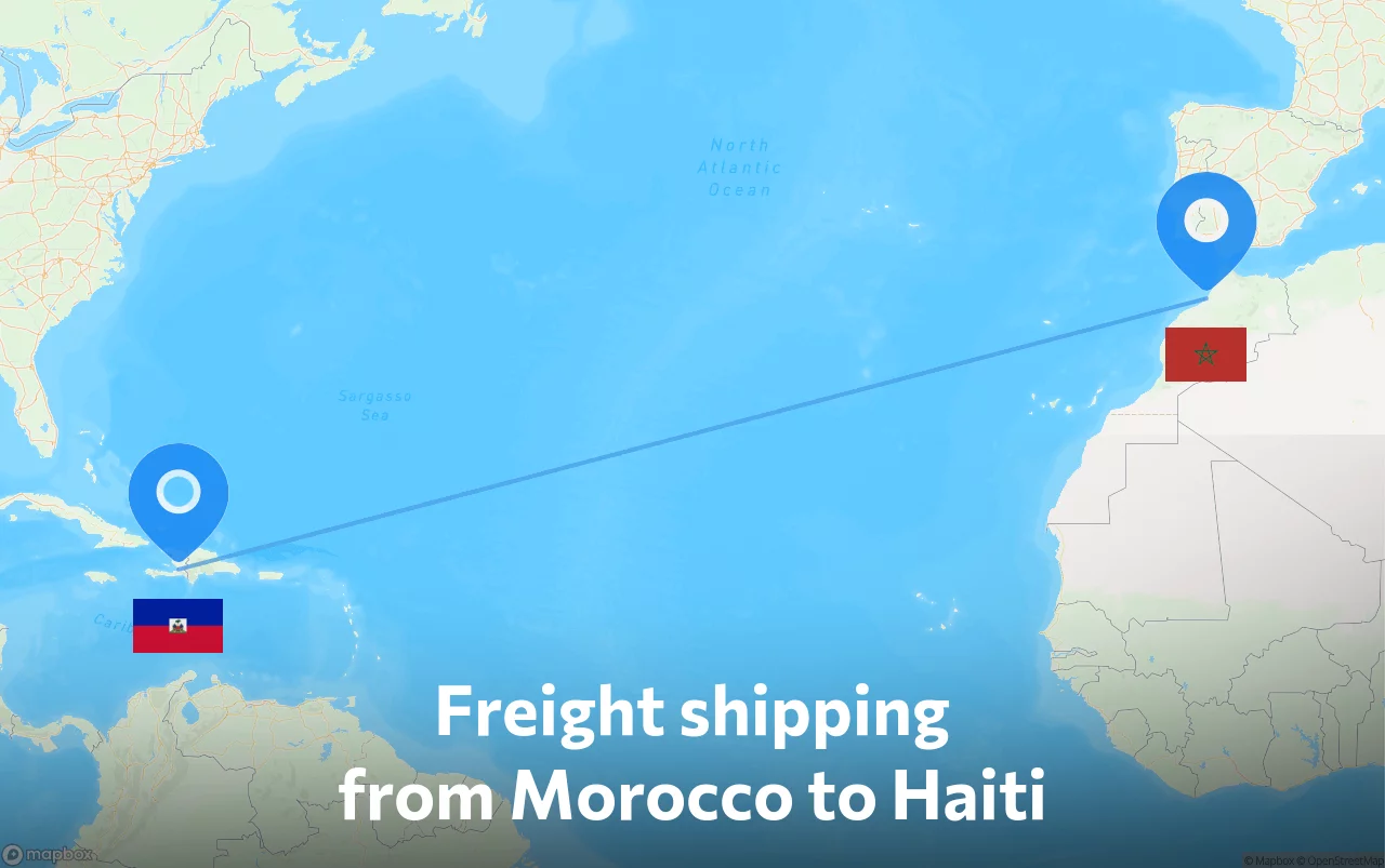 Shipping route from Morocco to Haiti
