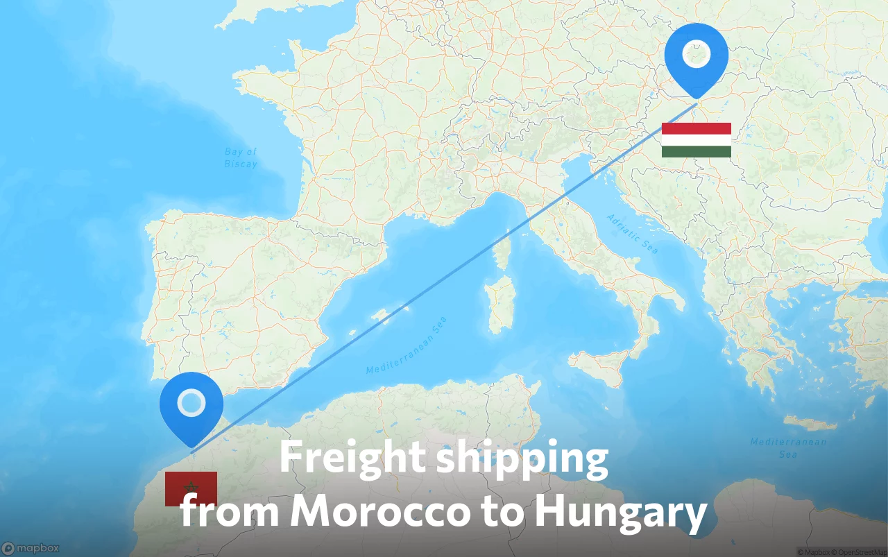 Shipping route from Morocco to Hungary