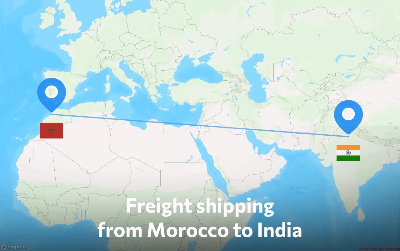 Shipping route from Morocco to India