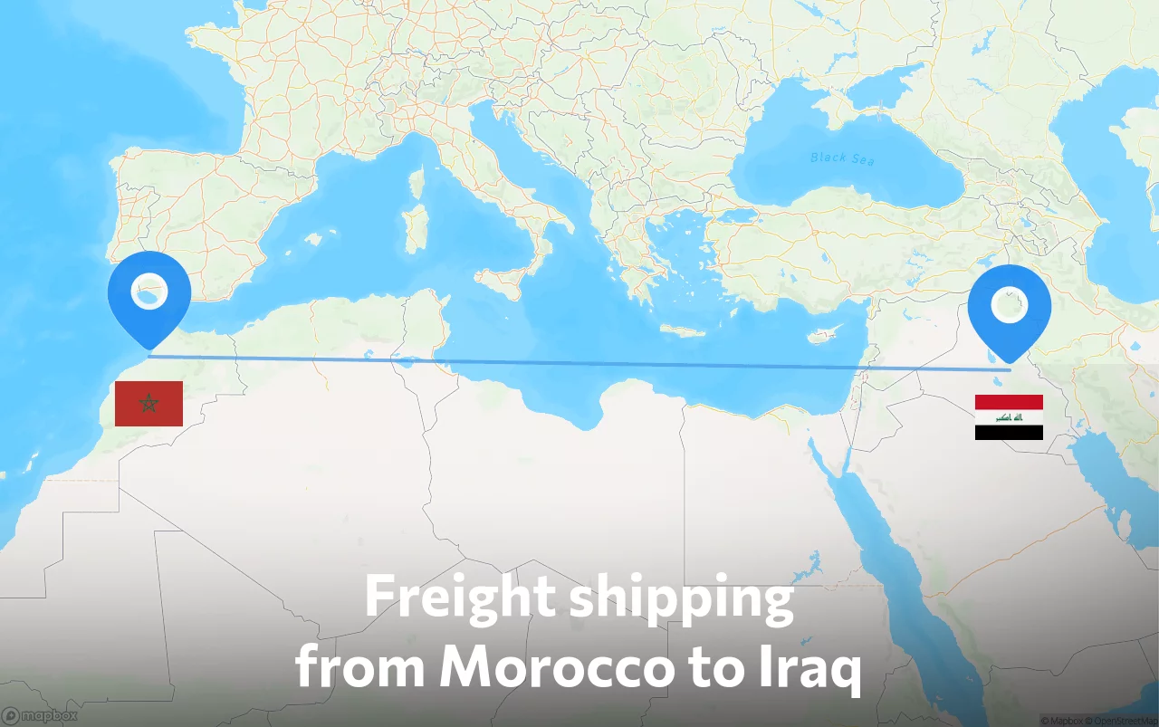Shipping route from Morocco to Iraq