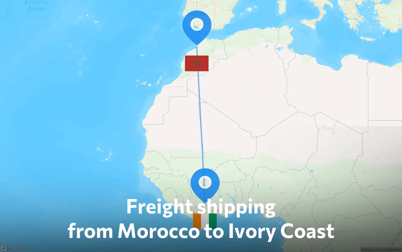 Shipping route from Morocco to Ivory Coast