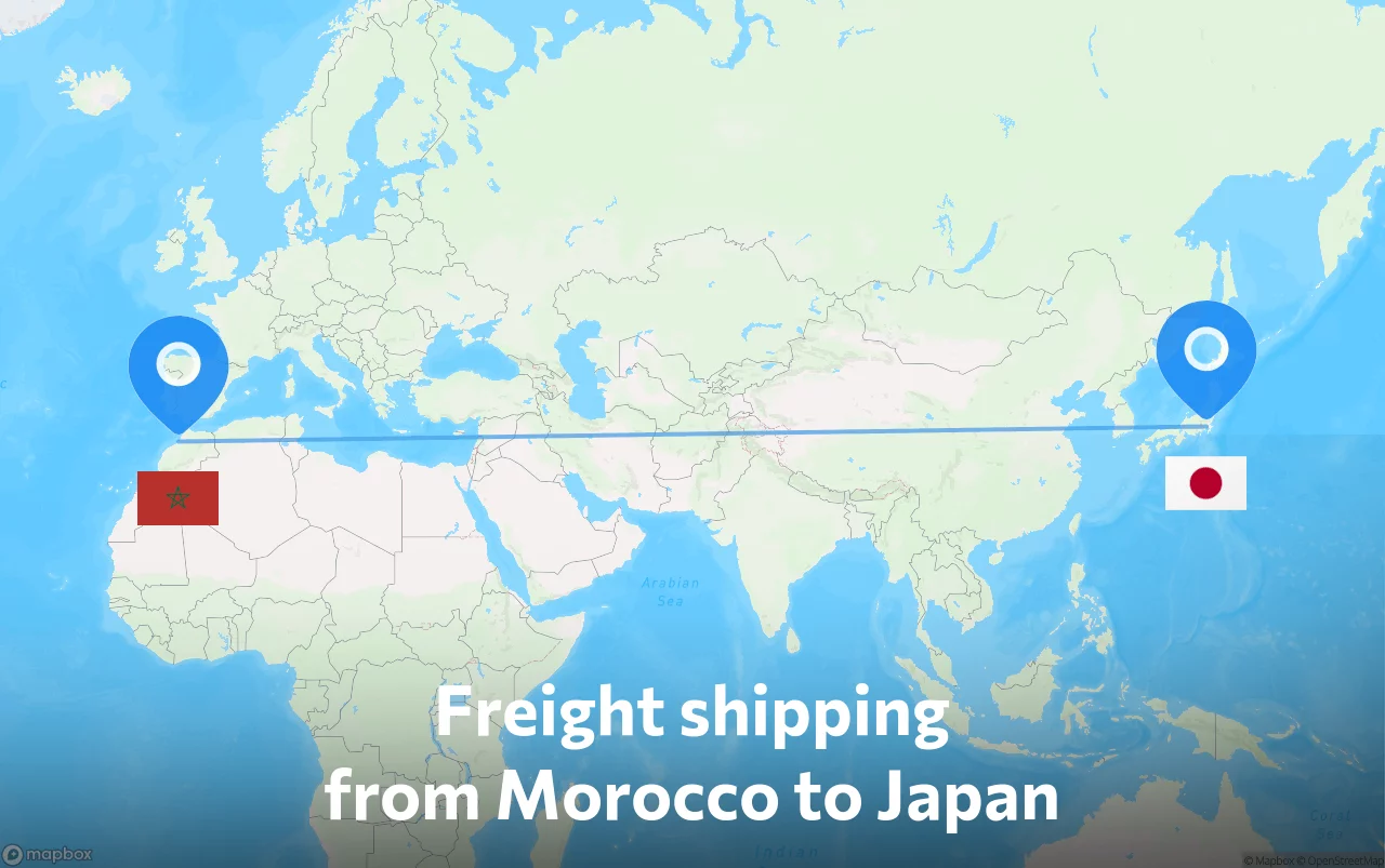 Shipping route from Morocco to Japan