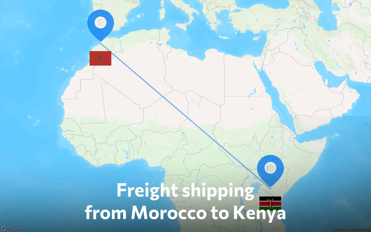 Shipping route from Morocco to Kenya