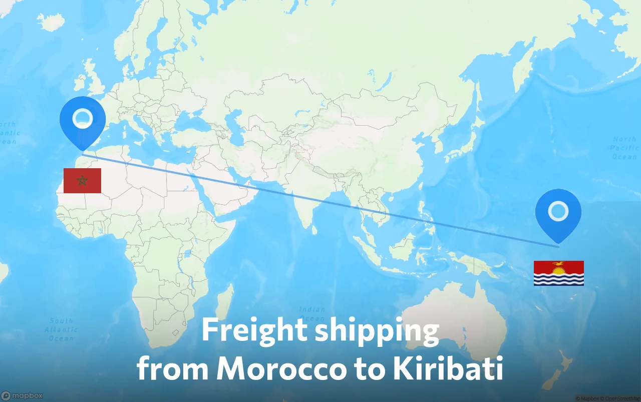 Shipping route from Morocco to Kiribati