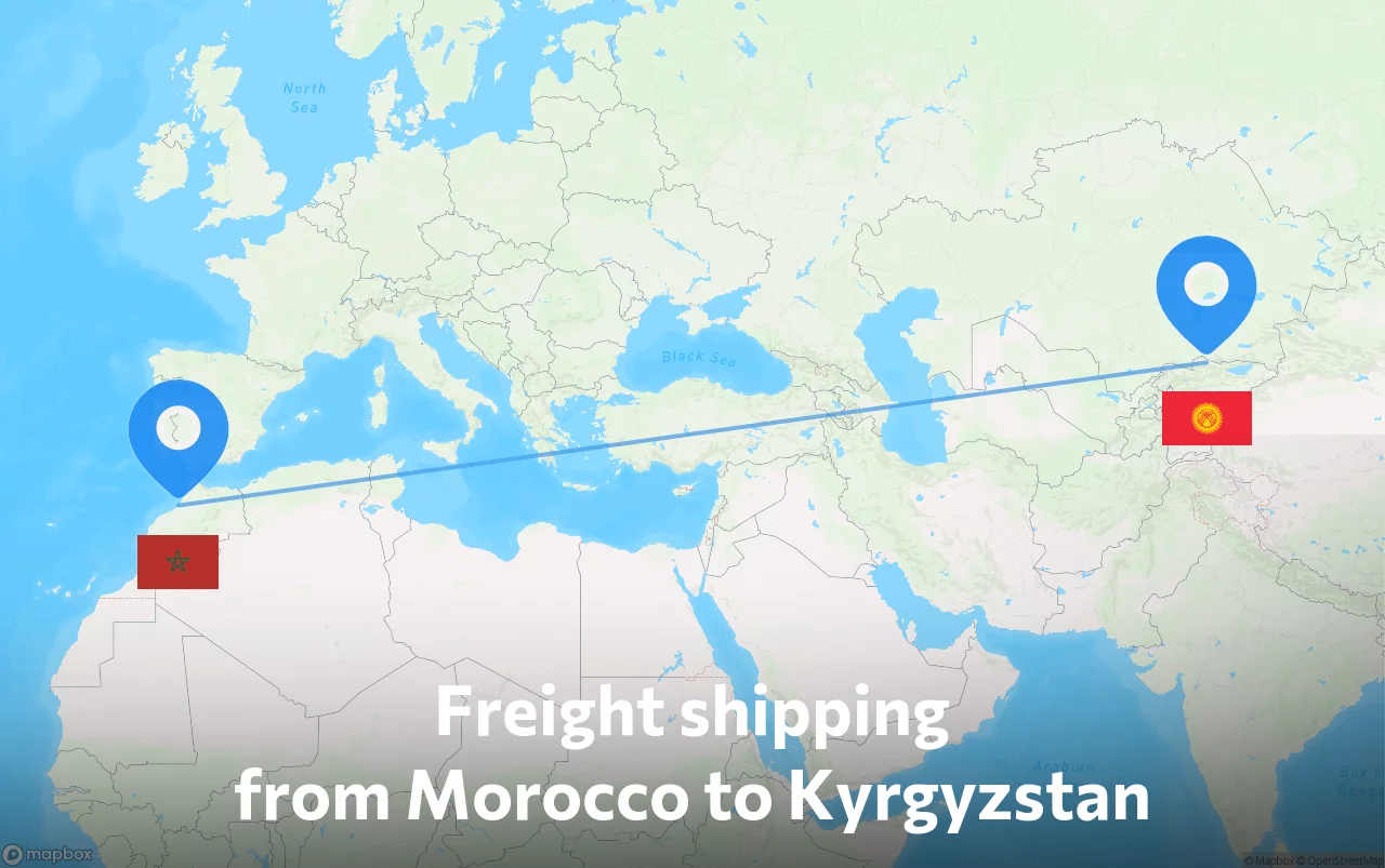 Shipping route from Morocco to Kyrgyzstan