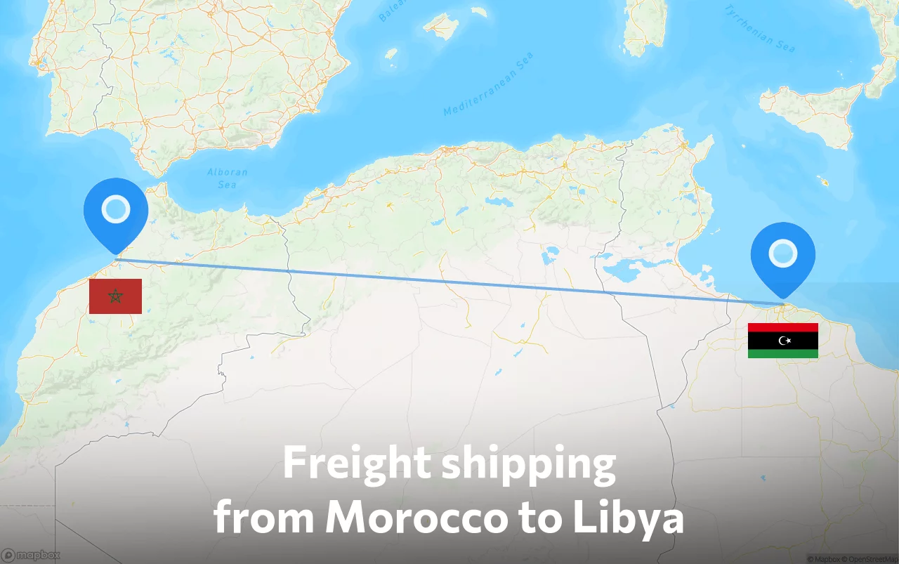 Shipping route from Morocco to Libya
