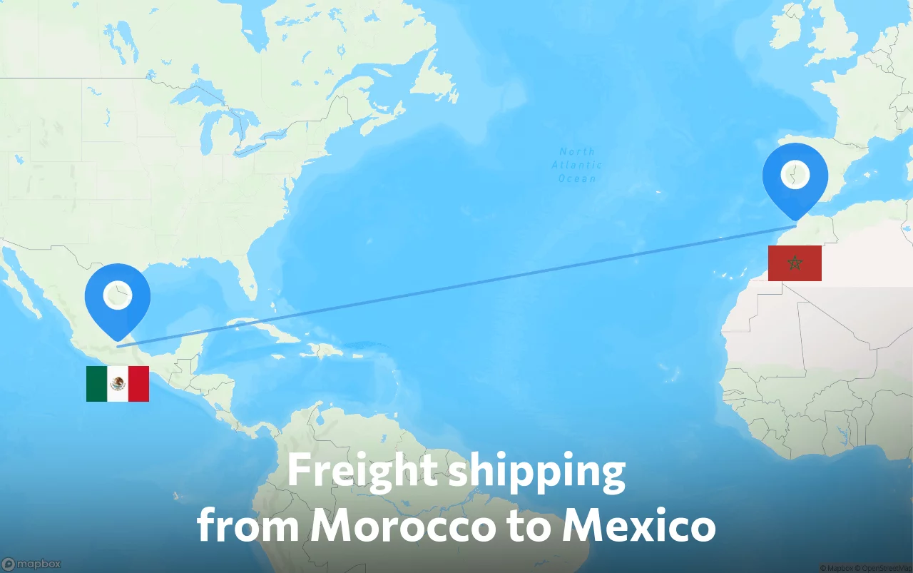 Shipping route from Morocco to Mexico