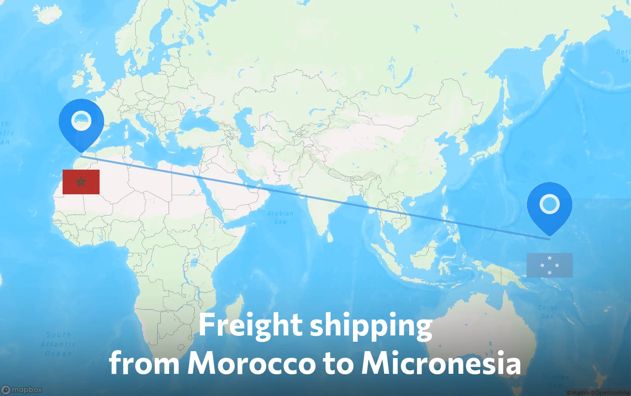 Shipping route from Morocco to Micronesia