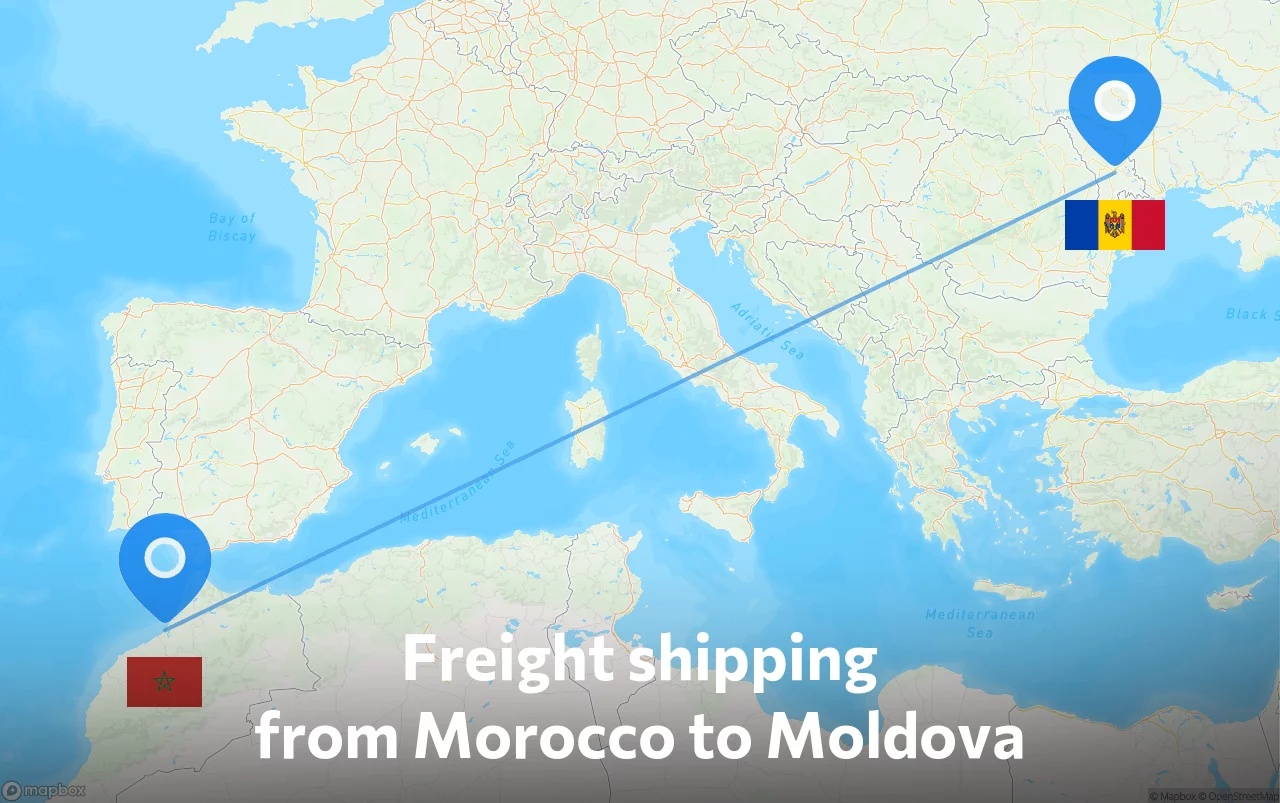 Shipping route from Morocco to Moldova