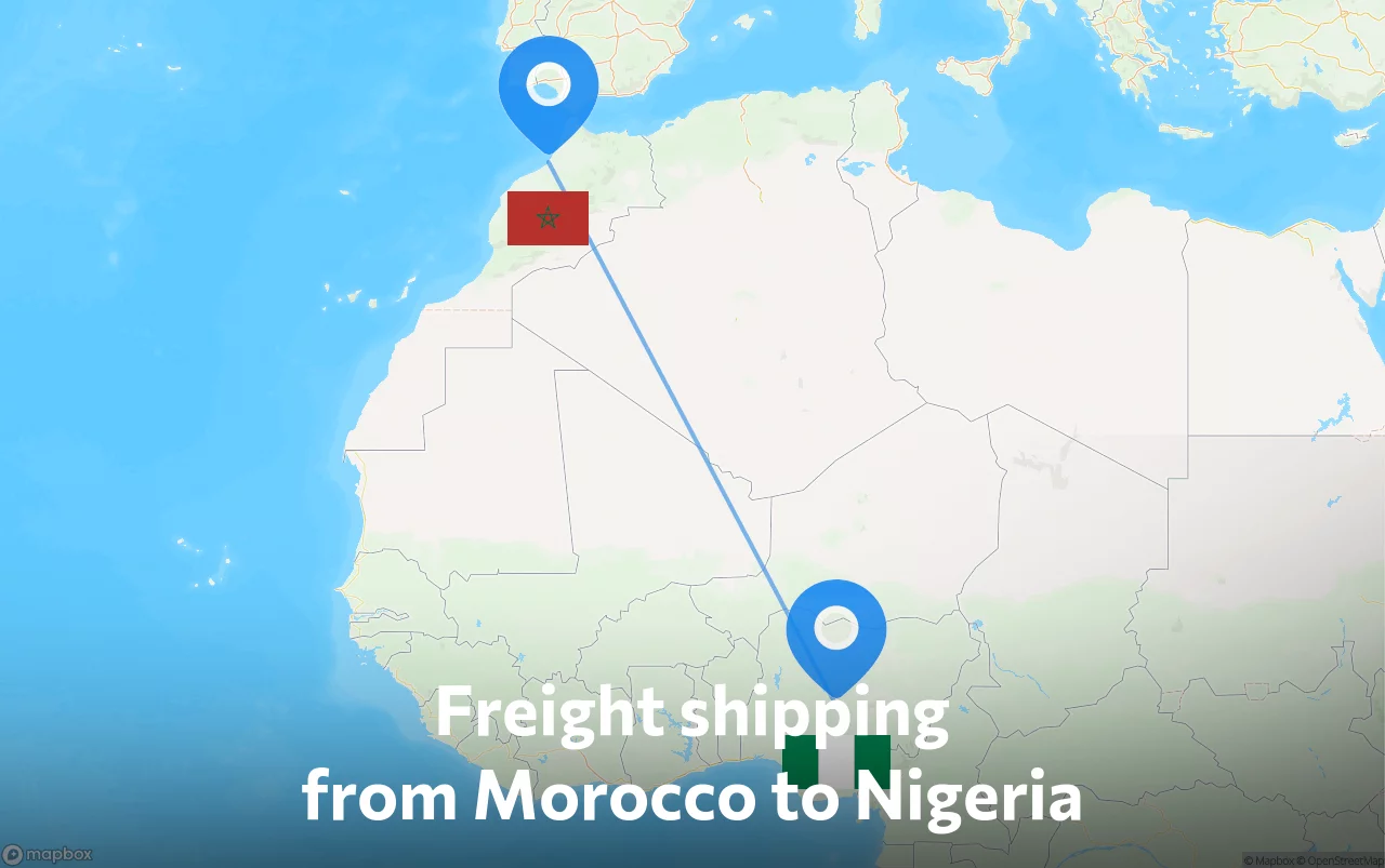 Shipping route from Morocco to Nigeria