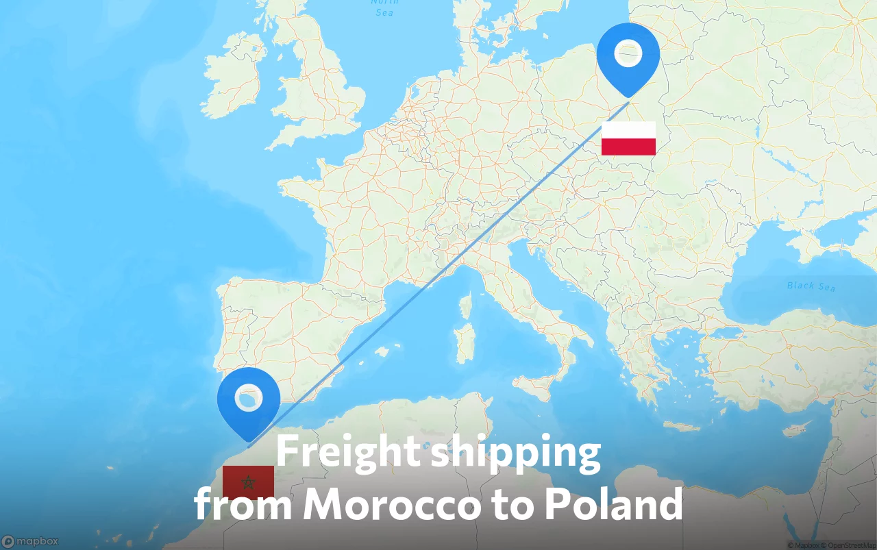 Shipping route from Morocco to Poland