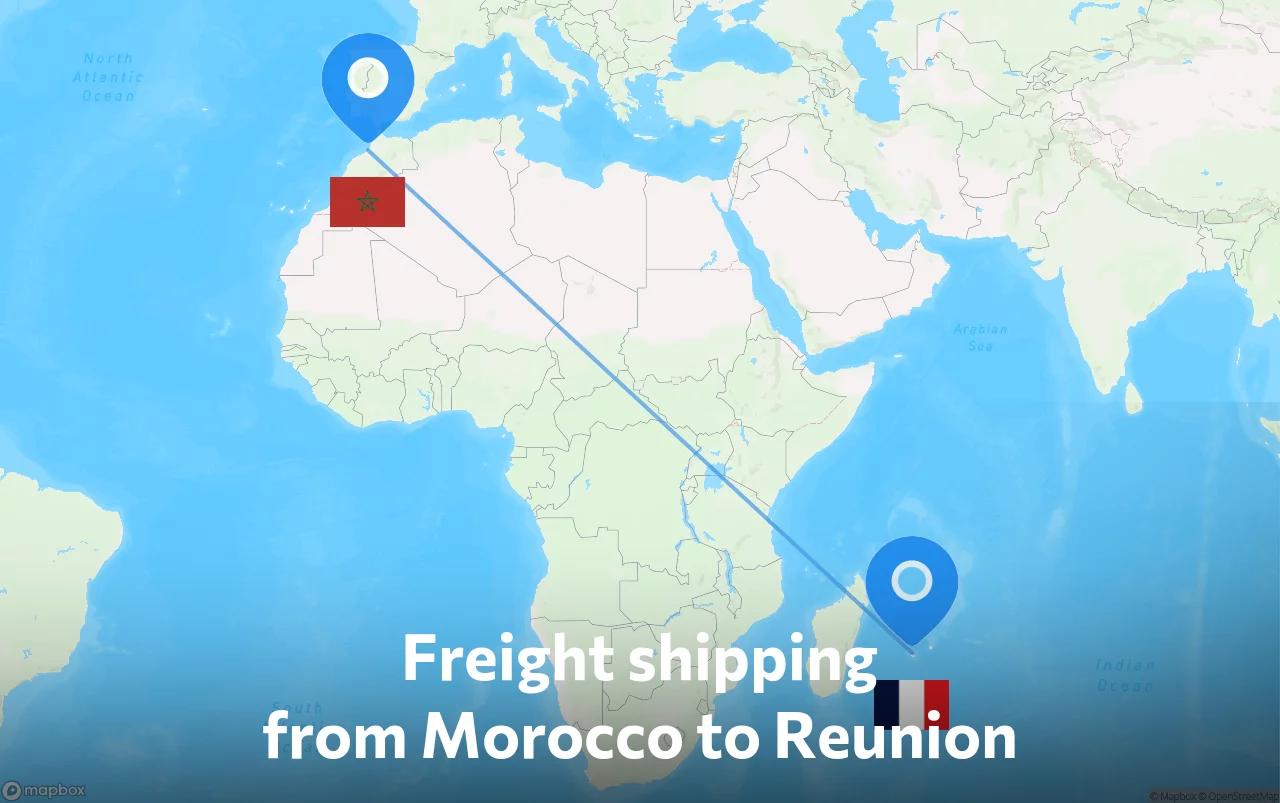 Shipping route from Morocco to Reunion