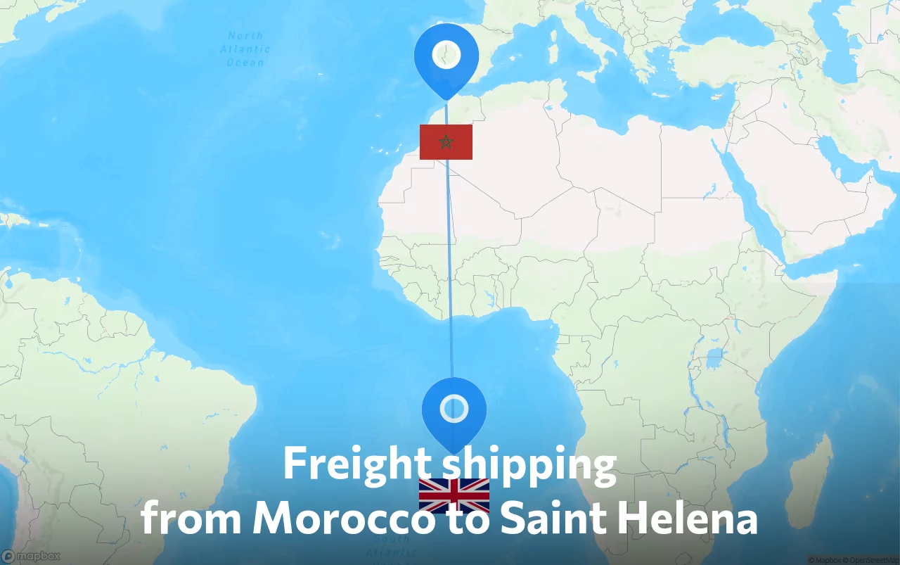 Shipping route from Morocco to Saint Helena