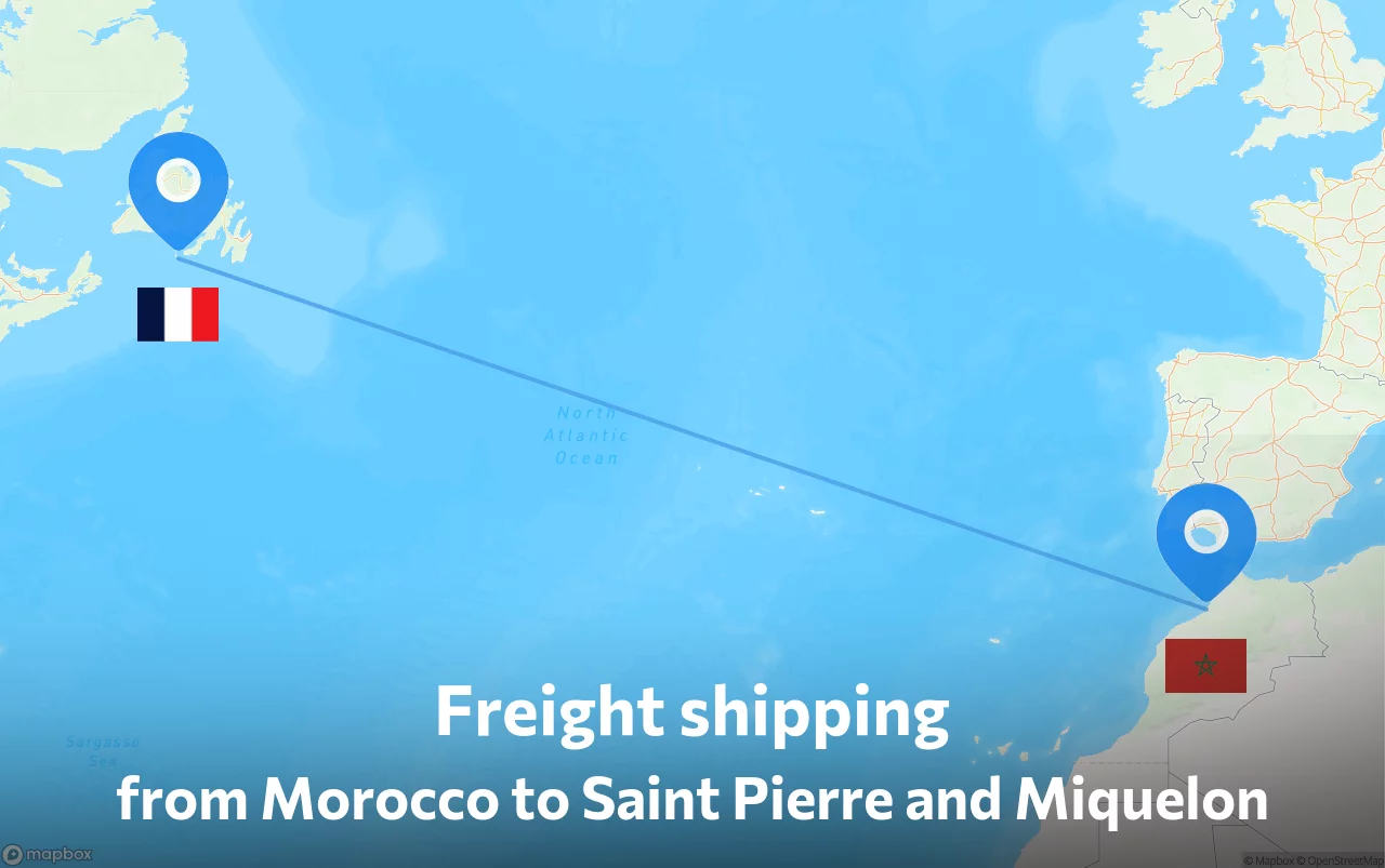 Shipping route from Morocco to Saint Pierre and Miquelon