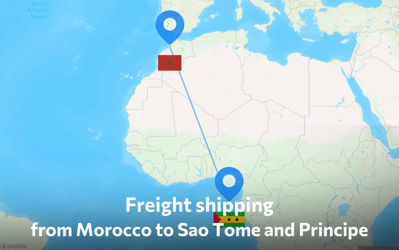 Shipping route from Morocco to Sao Tome and Principe