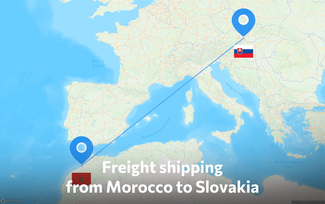 Shipping route from Morocco to Slovakia