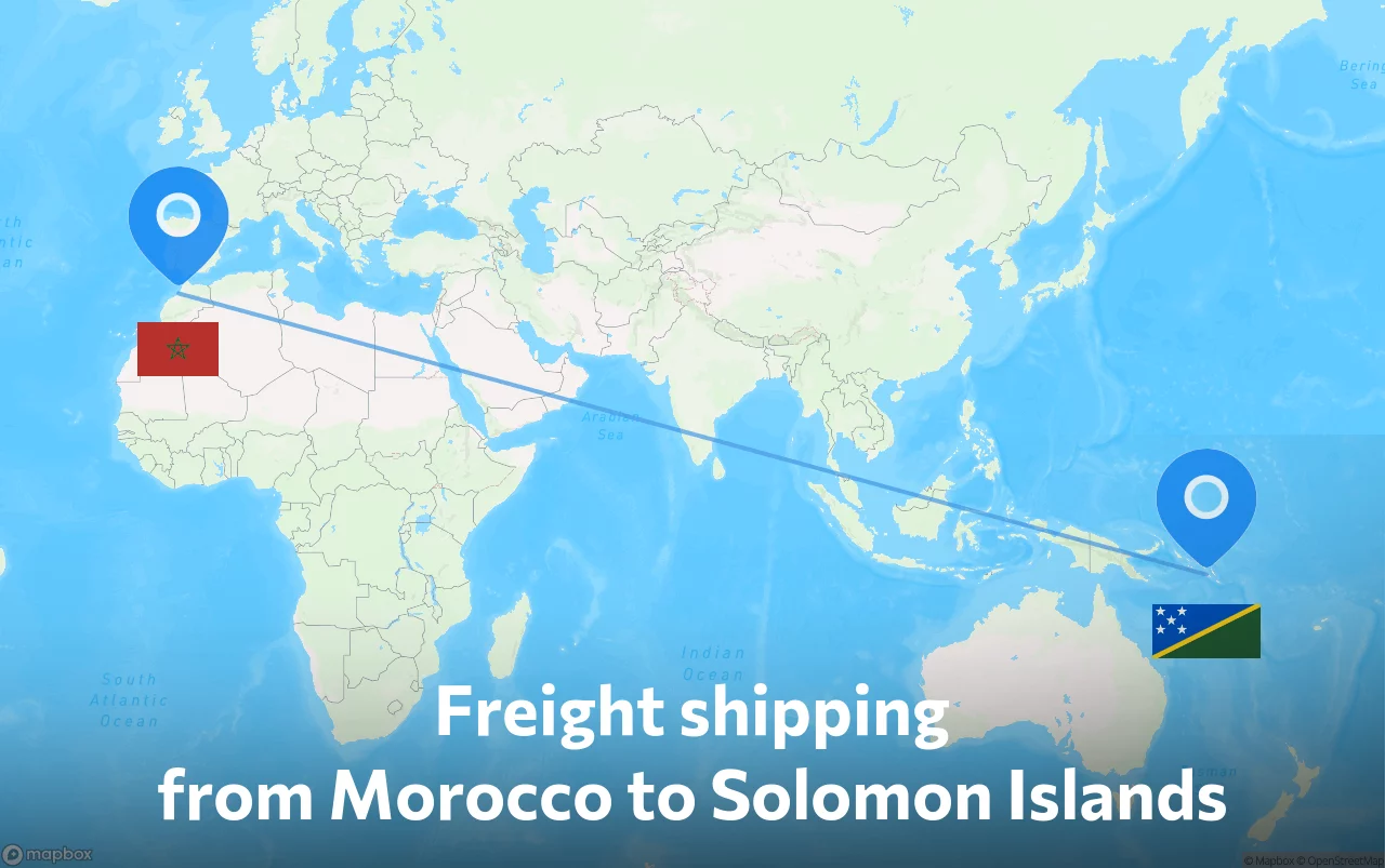 Shipping route from Morocco to Solomon Islands