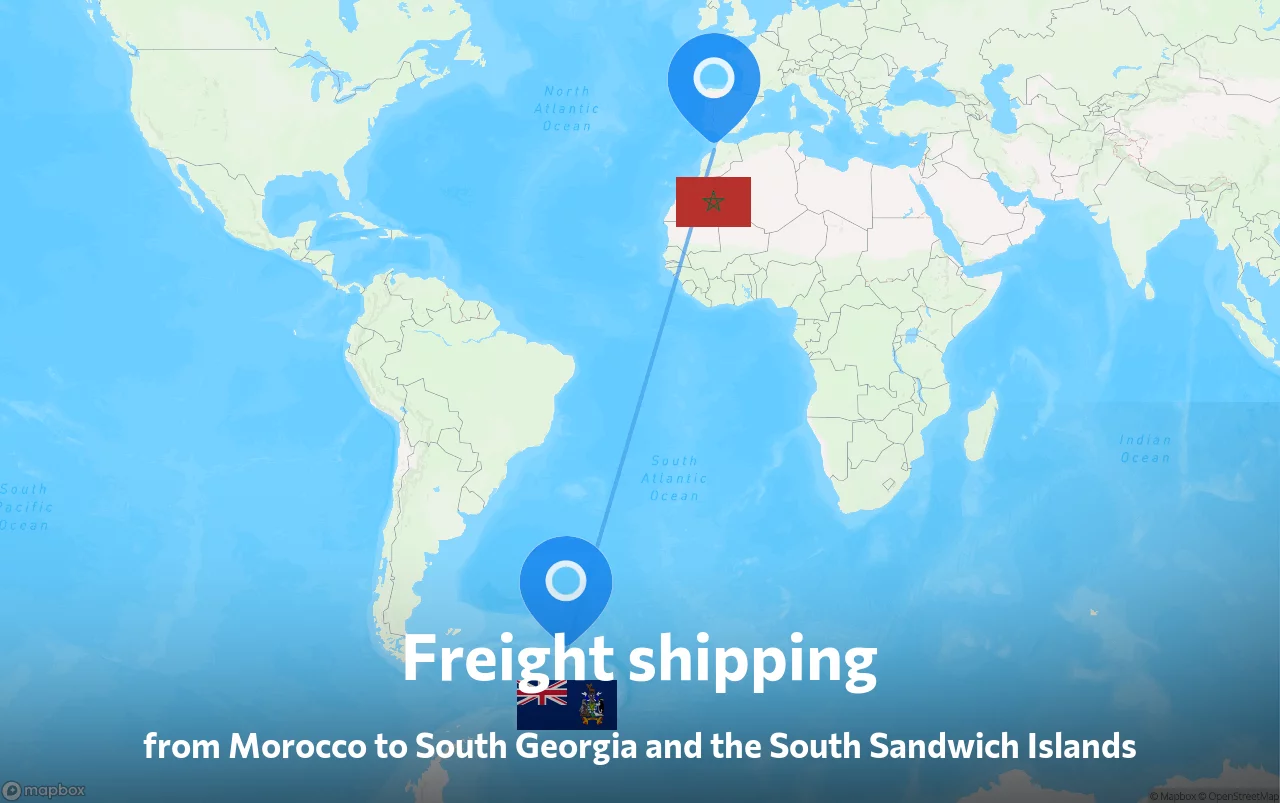 Shipping route from Morocco to South Georgia and the South Sandwich Islands