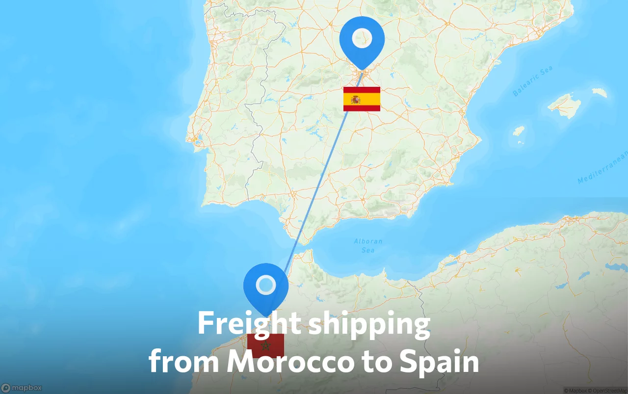 Shipping route from Morocco to Spain