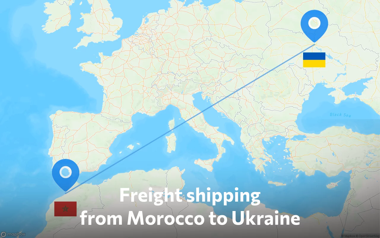 Shipping route from Morocco to Ukraine